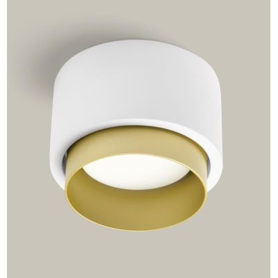 SYME PLAFONIERA ROTONDA IN GESSO CON CORNICE IN ALLUMINIO DI 4 COLORI LAMPADINA ATTACCO GX53