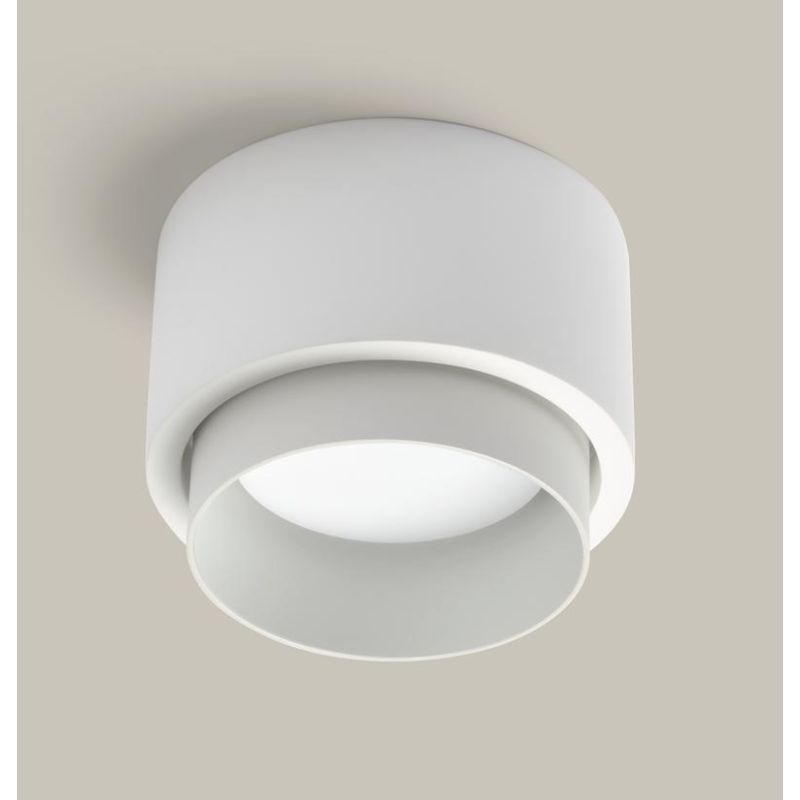 SYME PLAFONIERA ROTONDA IN GESSO CON CORNICE IN ALLUMINIO DI 4 COLORI LAMPADINA ATTACCO GX53