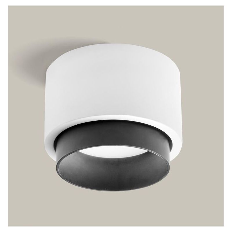SYME PLAFONIERA ROTONDA IN GESSO CON CORNICE IN ALLUMINIO DI 4 COLORI LAMPADINA ATTACCO GX53