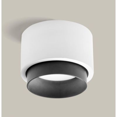 SYME PLAFONIERA ROTONDA IN GESSO CON CORNICE IN ALLUMINIO DI 4 COLORI LAMPADINA ATTACCO GX53