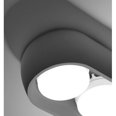 MYSIA 2 PLAFONIERA 2 LUCI IN GESSO BIANCO O GRIGIO TONDEGGIANTE LAMPADINE ATTACCO GX53 MODERNA