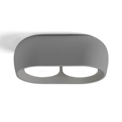 MYSIA 2 PLAFONIERA 2 LUCI IN GESSO BIANCO O GRIGIO TONDEGGIANTE LAMPADINE ATTACCO GX53 MODERNA