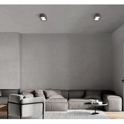 MYSIA 2 PLAFONIERA 2 LUCI IN GESSO BIANCO O GRIGIO TONDEGGIANTE LAMPADINE ATTACCO GX53 MODERNA 2