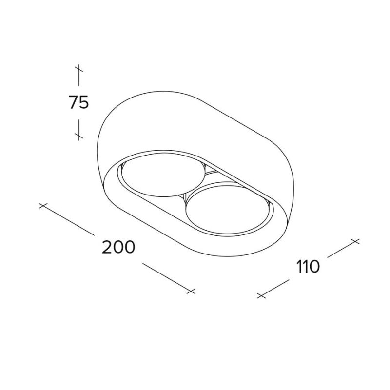 MYSIA 2 PLAFONIERA 2 LUCI IN GESSO BIANCO O GRIGIO TONDEGGIANTE LAMPADINE ATTACCO GX53 MODERNA