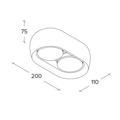 MYSIA 2 PLAFONIERA 2 LUCI IN GESSO BIANCO O GRIGIO TONDEGGIANTE LAMPADINE ATTACCO GX53 MODERNA