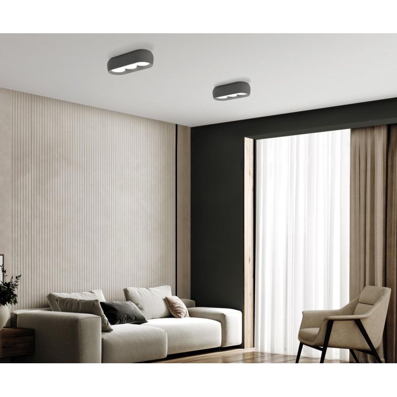 MYSIA 3 PLAFONIERA 3 LUCI IN GESSO BIANCO O GRIGIO TONDEGGIANTE LAMPADINE ATTACCO GX53 MODERNA