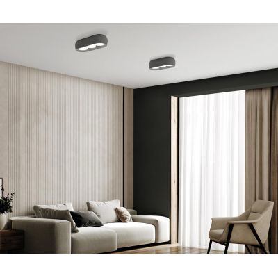 MYSIA 3 PLAFONIERA 3 LUCI IN GESSO BIANCO O GRIGIO TONDEGGIANTE LAMPADINE ATTACCO GX53 MODERNA