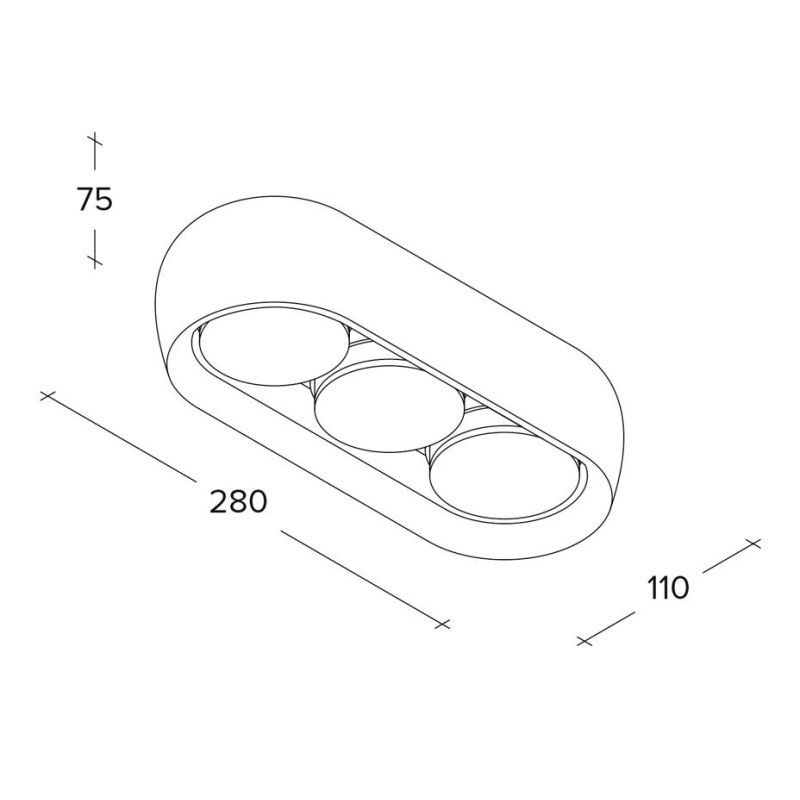 MYSIA 3 PLAFONIERA 3 LUCI IN GESSO BIANCO O GRIGIO TONDEGGIANTE LAMPADINE ATTACCO GX53 MODERNA