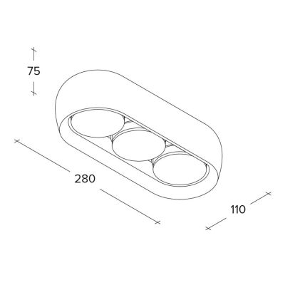 MYSIA 3 PLAFONIERA 3 LUCI IN GESSO BIANCO O GRIGIO TONDEGGIANTE LAMPADINE ATTACCO GX53 MODERNA