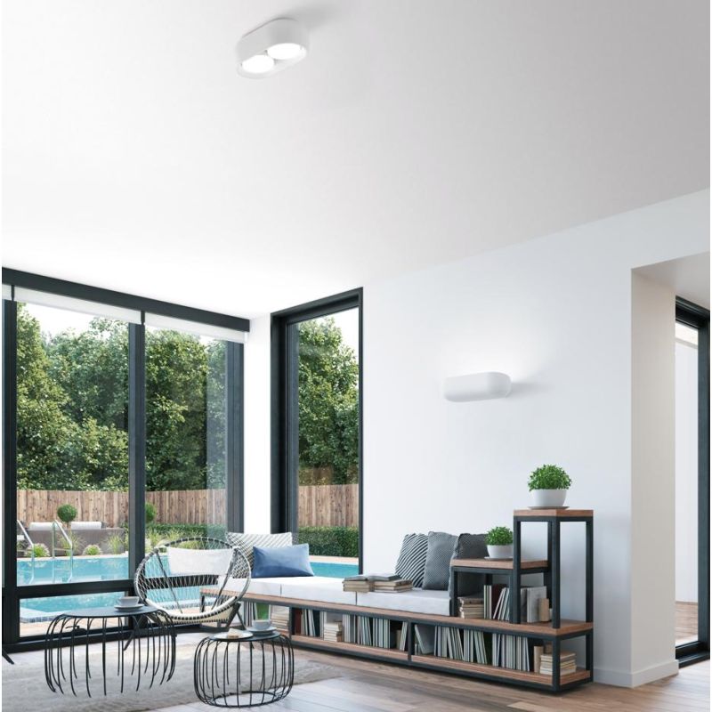 MYSIA 3 APPLIQUE 3 LUCI IN GESSO BIANCO O GRIGIO TONDEGGIANTE LAMPADINE ATTACCO GX53 MODERNA