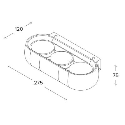 MYSIA 3 APPLIQUE 3 LUCI IN GESSO BIANCO O GRIGIO TONDEGGIANTE LAMPADINE ATTACCO GX53 MODERNA