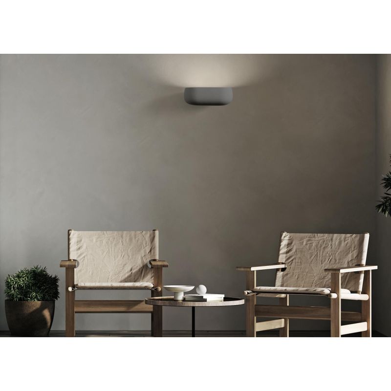 MYSIA 2 APPLIQUE 2 LUCI IN GESSO BIANCO O GRIGIO TONDEGGIANTE LAMPADINE ATTACCO GX53 MODERNA