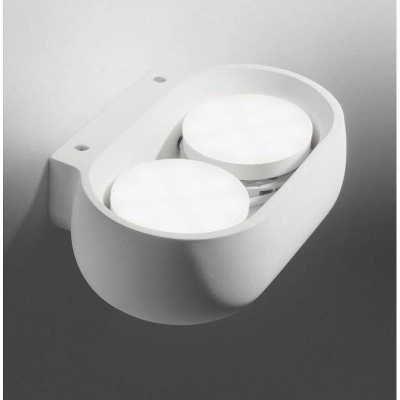 MYSIA 2 APPLIQUE 2 LUCI IN GESSO BIANCO O GRIGIO TONDEGGIANTE LAMPADINE ATTACCO GX53 MODERNA