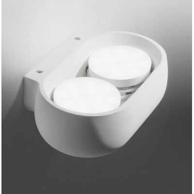 MYSIA 2 APPLIQUE 2 LUCI IN GESSO BIANCO O GRIGIO TONDEGGIANTE LAMPADINE ATTACCO GX53 MODERNA
