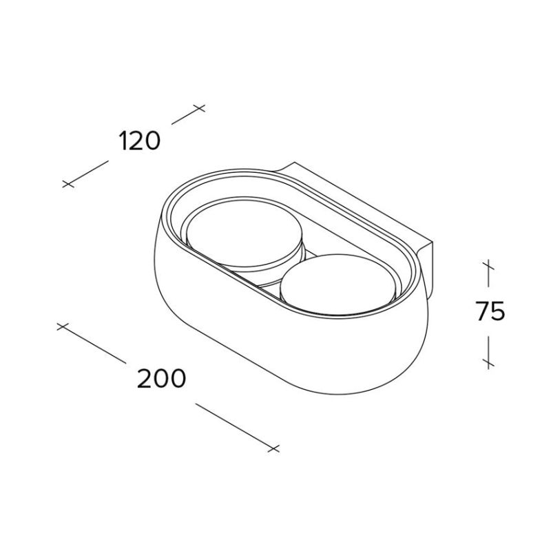 MYSIA 2 APPLIQUE 2 LUCI IN GESSO BIANCO O GRIGIO TONDEGGIANTE LAMPADINE ATTACCO GX53 MODERNA