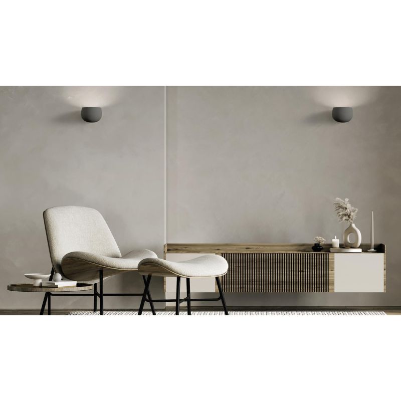 MYSIA 1 APPLIQUE TONDEGGIANTE IN GESSO BIANCO O GRIGIO LAMPADINA ATTACCO GX53 MODERNA