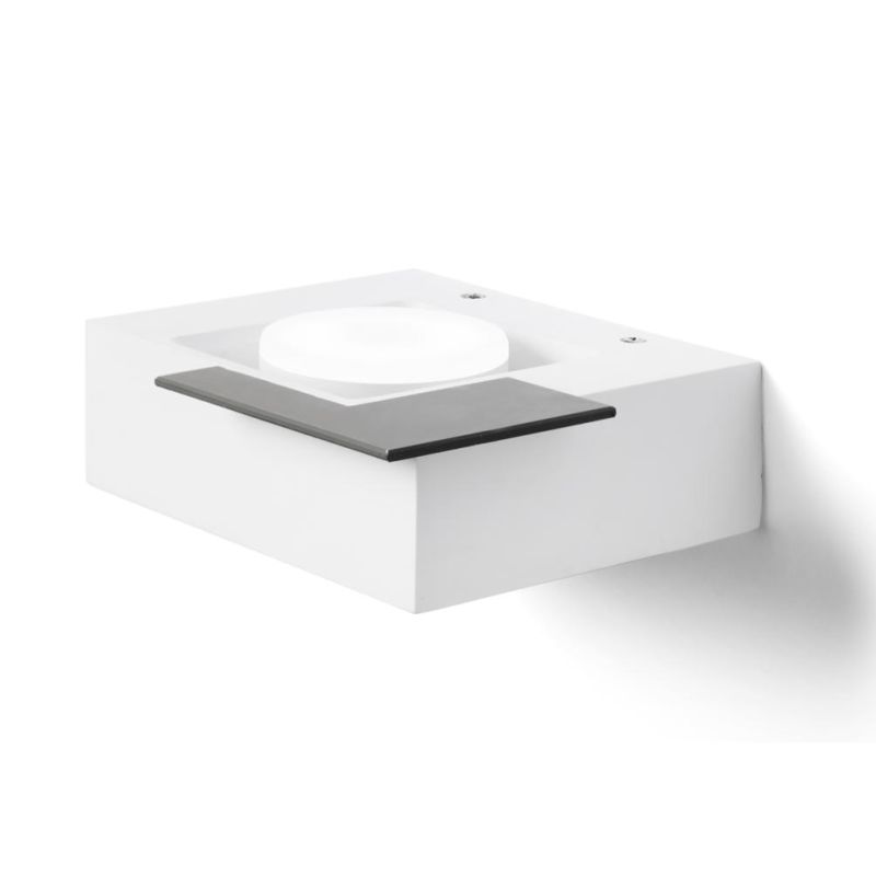 MILET APPLIQUE MODERNA IN GESSO BIANCO CON ELEMENTO IN ALLUMINIO GRIGIO LAMPADINA ATTACCO GX53