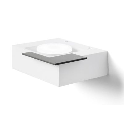 MILET APPLIQUE MODERNA IN GESSO BIANCO CON ELEMENTO IN ALLUMINIO GRIGIO LAMPADINA ATTACCO GX53