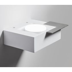 MILET APPLIQUE MODERNA IN GESSO BIANCO CON ELEMENTO IN ALLUMINIO GRIGIO LAMPADINA ATTACCO GX53