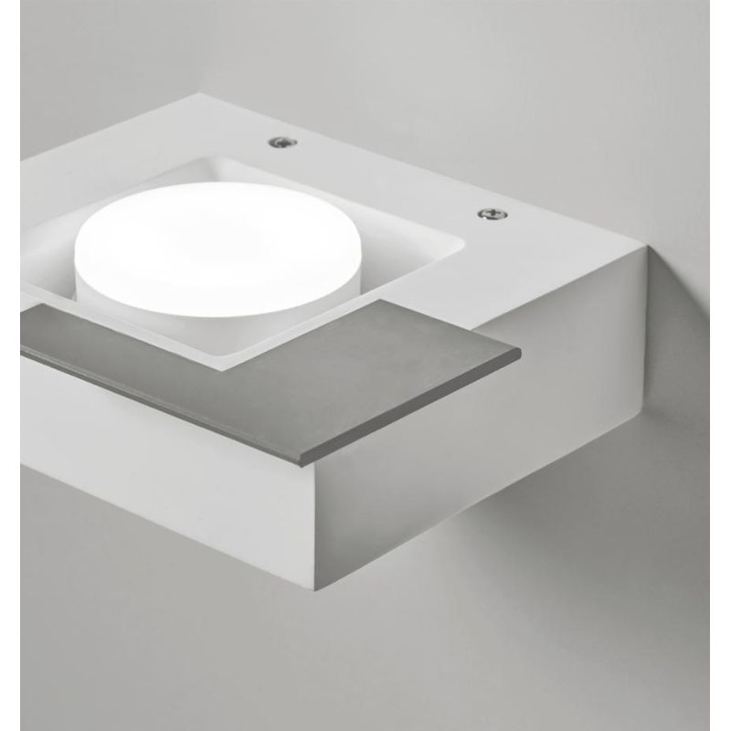 MILET APPLIQUE MODERNA IN GESSO BIANCO CON ELEMENTO IN ALLUMINIO GRIGIO LAMPADINA ATTACCO GX53