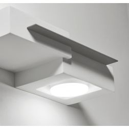 MILET APPLIQUE 2 LUCI BIEMISSIONE IN GESSO BIANCO CON ELEMENTO IN ALLUMINIO GRIGIO LAMPADINE ATTACCO GX53 2