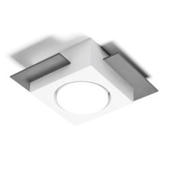 MILET PLAFONIERA QUADRATA IN GESSO BIANCO CON 2 ELEMENTI IN ALLUMINIO GRIGIO LAMPADINA ATTACCO GX53 2