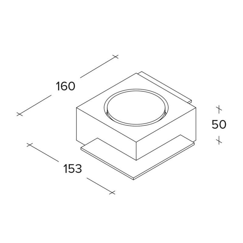 MILET PLAFONIERA QUADRATA IN GESSO BIANCO CON 2 ELEMENTI IN ALLUMINIO GRIGIO LAMPADINA ATTACCO GX53