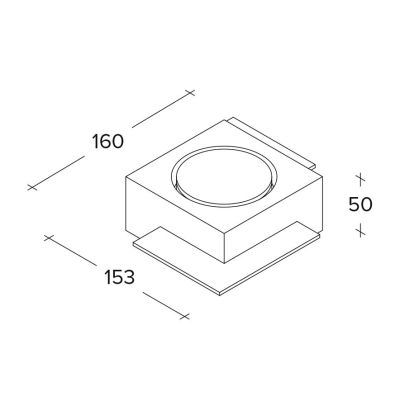 MILET PLAFONIERA QUADRATA IN GESSO BIANCO CON 2 ELEMENTI IN ALLUMINIO GRIGIO LAMPADINA ATTACCO GX53