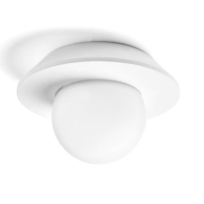 CICLADI PICCOLA PLAFONIERA 1 LUCE ROTONDA IN GESSO CON DIFFUSORE IN VETRO LAMPADINA ATTACCO GX53