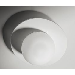 CICLADI PICCOLA PLAFONIERA 1 LUCE ROTONDA IN GESSO CON DIFFUSORE IN VETRO LAMPADINA ATTACCO GX53