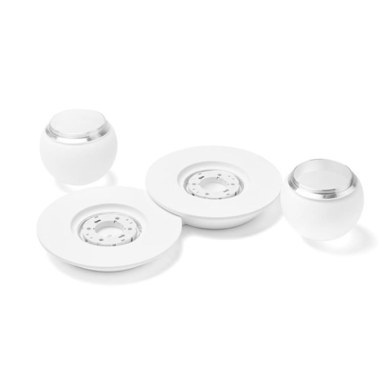 CICLADI PLAFONIERA 2 LUCI TONDEGGIANTE IN GESSO CON DIFFUSORI IN VETRO LAMPADINE ATTACCO GX53