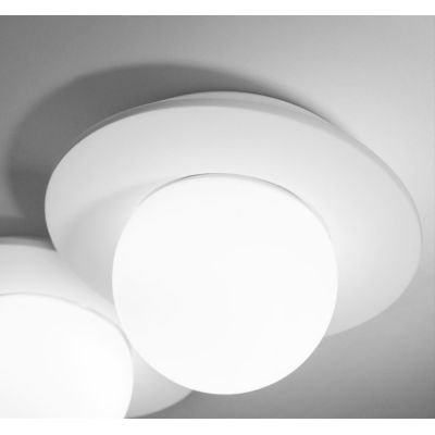 CICLADI PLAFONIERA 2 LUCI TONDEGGIANTE IN GESSO CON DIFFUSORI IN VETRO LAMPADINE ATTACCO GX53