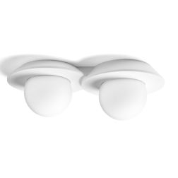 CICLADI PLAFONIERA 2 LUCI TONDEGGIANTE IN GESSO CON DIFFUSORI IN VETRO LAMPADINE ATTACCO GX53