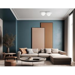 CICLADI PLAFONIERA 2 LUCI TONDEGGIANTE IN GESSO CON DIFFUSORI IN VETRO LAMPADINE ATTACCO GX53 2