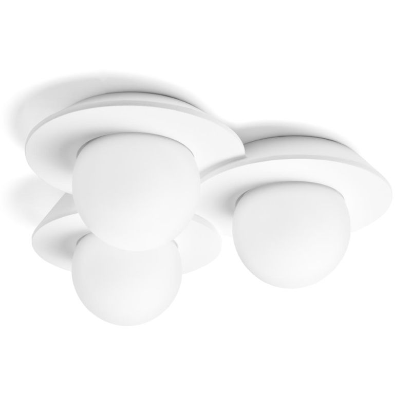 CICLADI PLAFONIERA 3 LUCI TONDEGGIANTE IN GESSO CON DIFFUSORI IN VETRO LAMPADINE ATTACCO GX53