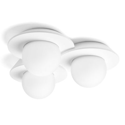 CICLADI PLAFONIERA 3 LUCI TONDEGGIANTE IN GESSO CON DIFFUSORI IN VETRO LAMPADINE ATTACCO GX53