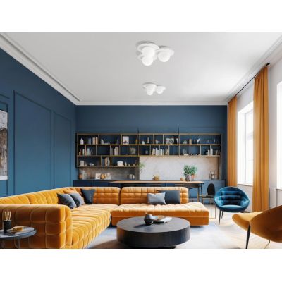 CICLADI PLAFONIERA 3 LUCI TONDEGGIANTE IN GESSO CON DIFFUSORI IN VETRO LAMPADINE ATTACCO GX53