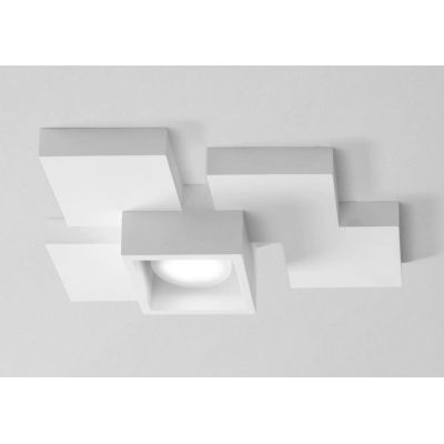 SIDE PLAFONIERA 1 LUCE IN GESSO BIANCO MODERNA E ORIGINALE CON LAMPADINA ATTACCO GX53