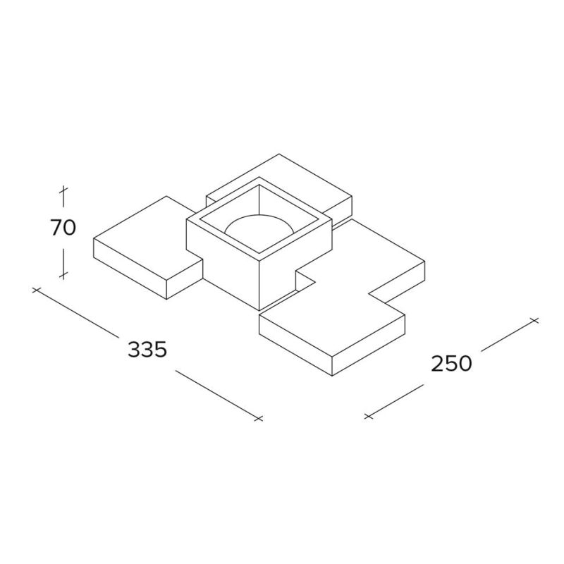 SIDE PLAFONIERA 1 LUCE IN GESSO BIANCO MODERNA E ORIGINALE CON LAMPADINA ATTACCO GX53