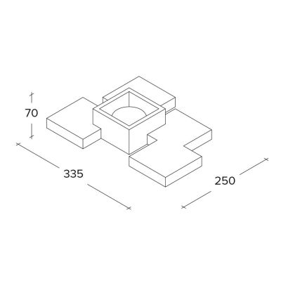 SIDE PLAFONIERA 1 LUCE IN GESSO BIANCO MODERNA E ORIGINALE CON LAMPADINA ATTACCO GX53