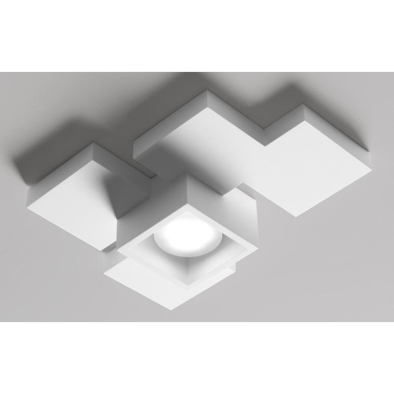 SIDE PLAFONIERA 1 LUCE IN GESSO BIANCO MODERNA E ORIGINALE CON LAMPADINA ATTACCO GX53