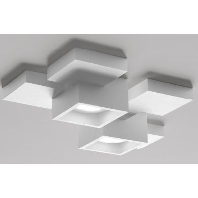 SIDE PLAFONIERA 2 LUCI IN GESSO BIANCO MODERNA E ORIGINALE CON LAMPADINE ATTACCO GX53