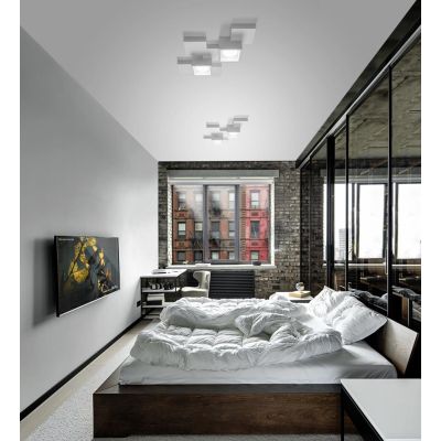 SIDE PLAFONIERA 2 LUCI IN GESSO BIANCO MODERNA E ORIGINALE CON LAMPADINE ATTACCO GX53