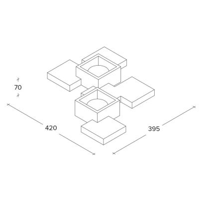 SIDE PLAFONIERA 2 LUCI IN GESSO BIANCO MODERNA E ORIGINALE CON LAMPADINE ATTACCO GX53