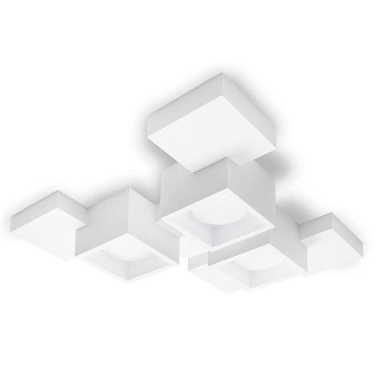 SIDE PLAFONIERA 3 LUCI IN GESSO BIANCO MODERNA E ORIGINALE CON LAMPADINE ATTACCO GX53