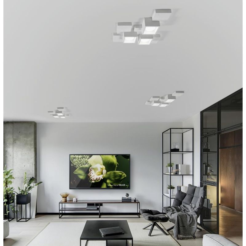 SIDE PLAFONIERA 3 LUCI IN GESSO BIANCO MODERNA E ORIGINALE CON LAMPADINE ATTACCO GX53