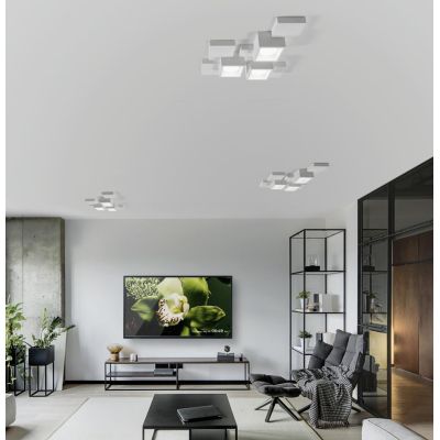 SIDE PLAFONIERA 3 LUCI IN GESSO BIANCO MODERNA E ORIGINALE CON LAMPADINE ATTACCO GX53