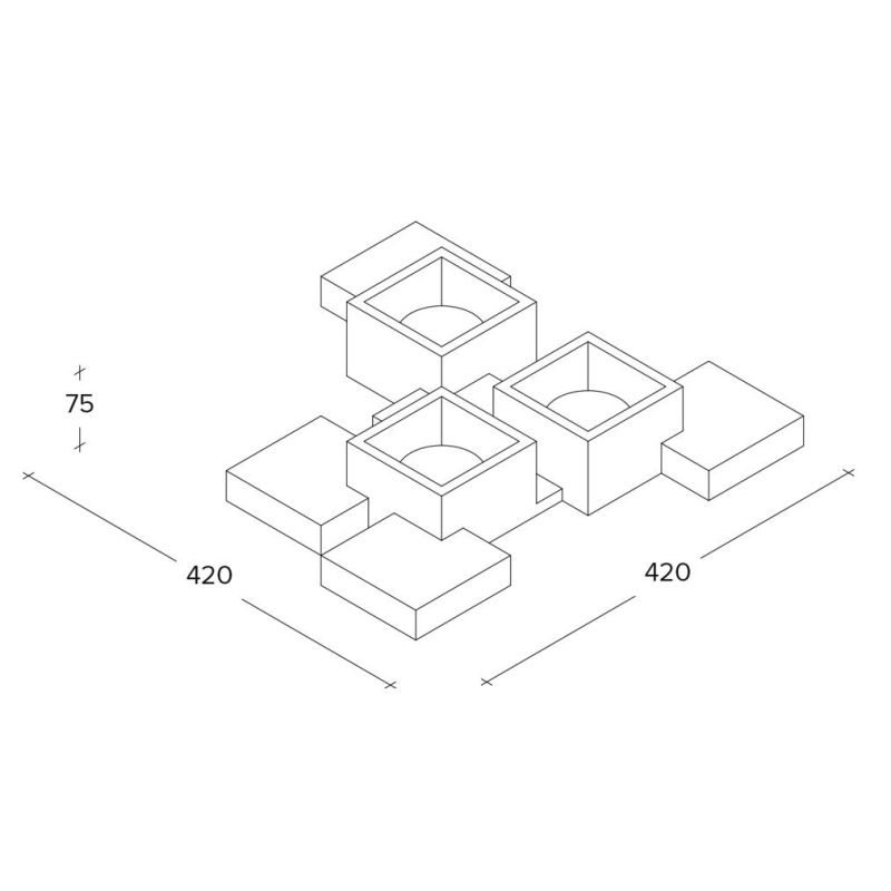 SIDE PLAFONIERA 3 LUCI IN GESSO BIANCO MODERNA E ORIGINALE CON LAMPADINE ATTACCO GX53