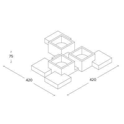 SIDE PLAFONIERA 3 LUCI IN GESSO BIANCO MODERNA E ORIGINALE CON LAMPADINE ATTACCO GX53