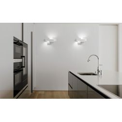 SIDE SMALL APPLIQUE UP & DOWN IN GESSO BIANCO MODERNA CON LAMPADINE ATTACCO GX53 2